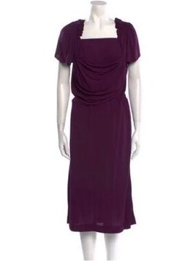 David Szeto Paris Square Neckline MIDI Length Dress Purple size 40